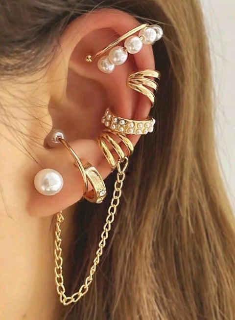 1 Set Pearl Clip-On Earrings, Minimalist Style Long EarringsPersonalizedty Ear Cuff For Women